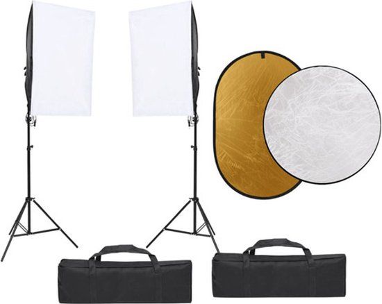 vidaXL Fotostudioset met Verlichtingsset, Achtergrond en Reflector