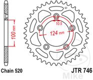 JT Sprockets Couronne 46Z PAS 520 Diamètre Intérieur 100 Entraxe Fixation 124