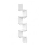 Relaxdays hoekwandrek met 5 MDF planken, zigzag-design, hangend, 125x20x20 cm, wit