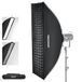 NEEWER 12 inch x 47 inch snelle ontvouwbare softbox met rechthoekige strepen en bowens houder met diffusers/honingraatrooster/tas, compatibel met Godox Aputure 120d videolampen, Q4 studioflitsers