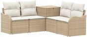 vidaXL Bankstel 2 zitplaatsen Beige en Crèmewit Polyrattan en Staal