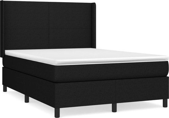 vidaXL Boxspring met matras stof zwart 140x200 cm