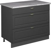 Vicco Keukenonderkast Fame-Line, Anthrazit-Gold Landhaus/Antraciet, 100 cm, WB Marmer