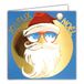 Afie 23019 vierkante gouden kaart glanzend kerstman hipster bril baard snor hoed party hoed met witte envelop