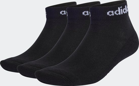 adidas Sportswear Think Linear Enkelsokken 3 Paar - Unisex - Zwart - Maat 43-45