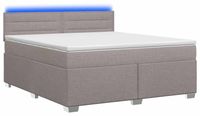 vidaXL Boxspringbed met matras en LED-verlichting, taupe kleur, 140 x 190 cm, met stoffen bekleding