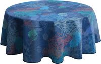 Le linge de Jules Tafelkleed, vuilafstotend, koraal, ovaal, 150 x 240 cm, koraal en blauw