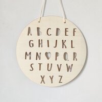 By Maes ABC Bord - Hout - Wanddecoratie - Babykamer/Kinderkamer - Rond - 25x25cm
