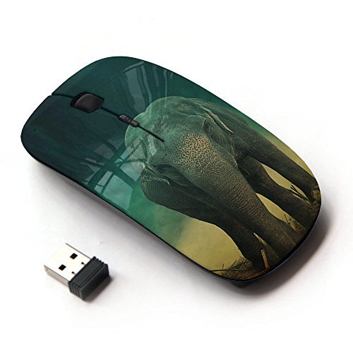 KOOLmouse [Optische 2.4G draadloze muis] [ Elephant Teal Trunk Vintage Cute Retro]