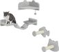 Ensemble de plateaux pour chat, 4 pièces - Poteau griffoir mural - Deux poteaux en sisal - Plateforme double - Échelle douce - Plateforme de saut - Dimensions 90x26x12,5 cm - Gris clair