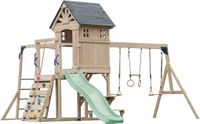 AXI Duncan Speeltoestel met Schommels, Klimrekken en Monkey Bars – Met Picknickbank - Pastel Groene Glijbaan - FSC 100% – Speeltoren voor de tuin / buiten