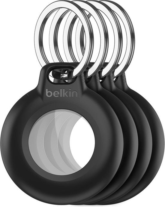 Belkin Waterdichte Beschermende AirTag‑houder met Sleutelring - 4 Pack - Zwart