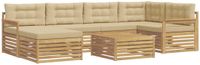 vidaXL Hoek loungeset 7-delig Acaciahout Wit en Beige