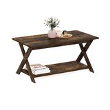 Furinno MODERNE SIMPLISTISCHE salontafel, rechthoek, moderne salontafel met X-poten, gekruist bijzettafel, voor woonkamer, slaapkamer, thuiskantoor, amber grenen