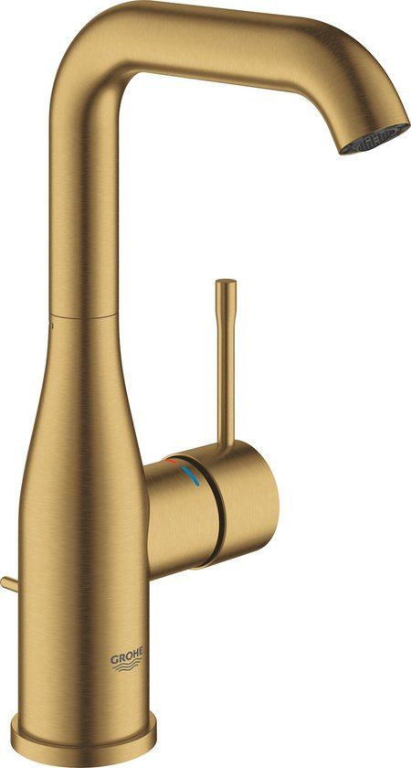 GROHE Essence New Wastafelkraan - Cool Sunrise Geborsteld (Mat Goud) - Met Trekwaste - Hoge Draaibare Uitloop