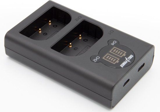 ChiliPower Panasonic DMW-BLF19E dubbellader voor 2 camera accu's (tegelijk) - zwart
