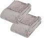 Atmosphera Fleece deken of plaid harig - 2x - lichtgrijs - 125 x 150 cm - polyester