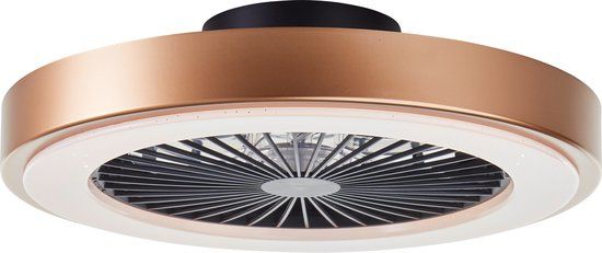 Brilliant Slimline - Plafondventilator - LED 40W - 3000K-6500K - Dimbaar - Zwart met Goudenrand - 48.5 cm