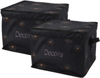 Decoris Kerstballen opbergbox - 2x - groen - 34 x 34 x 20 cm - opvouwbaar - polyester