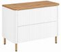 3xE living Meuble sous-vasque 80 cm, blanc/chêne craft, pieds dorés