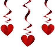 Partydeco Spirales en forme de cœur - 12x pièces - 60 cm - aluminium - rouge - saint-valentin - décoration suspendue