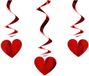 Partydeco Spirales en forme de cœur - 12x pièces - 60 cm - aluminium - rouge - saint-valentin - décoration suspendue