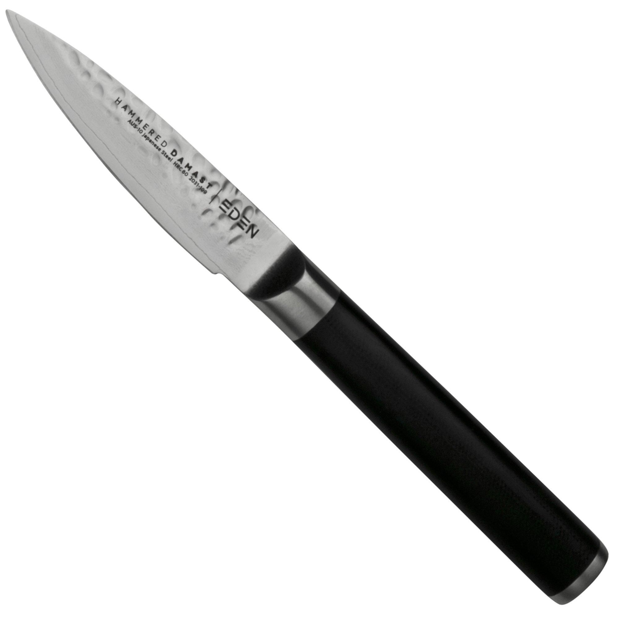 EDEN Hammered Damast 2031-109 Officemes 9 cm - Zwart G10 Handgreep - Gehamerd Damaststaal Lemmet