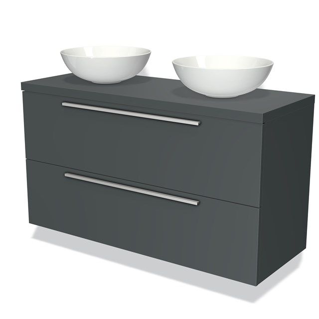 Maxaro Badkamermeubel voor Waskom 120cm Modulo Plato Donkergrijs 2 Lades Vlak