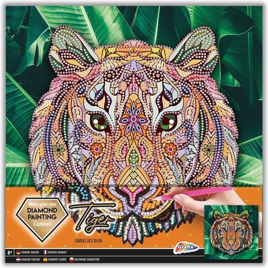 Grafix Diamond Painting Op Canvas Tijger 30x30cm