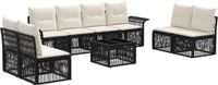 vidaXL Tuinbank - Set - 9 - st - Zwart - poly - rattan