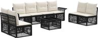 vidaXL Banc de jardin - Set - 9 - pièces - Noir - poly - rotin