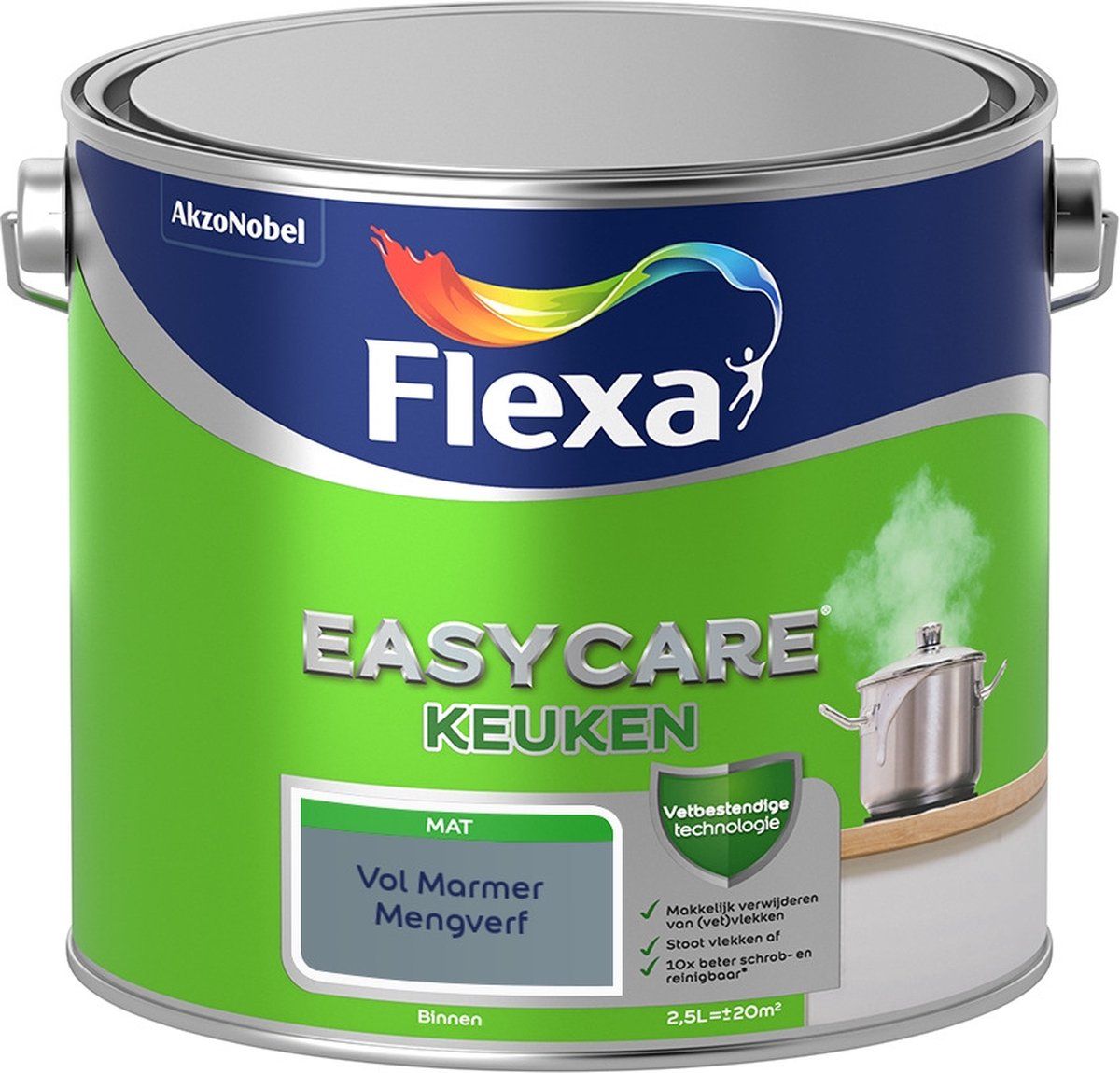FLEXA Easycare Muurverf - Keuken - Mat - Mengkleur - Vol Marmer - 2,5 liter
