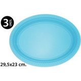 Maxi Maxi borden ovaal, groot, blauw, 295 x 230 mm, 3 stuks