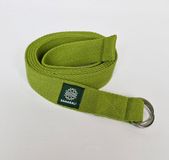 Samarali Yogariem van 100% Biologisch Katoen – 240 cm x 4 cm – Niet-Elastische Yoga Strap met RVS D-Ring – GOTS Gecertificeerd – Voor Yoga, Pilates & Stretching – Groen