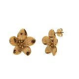 Lucardi Dames Stainless steel goldplated oorknoppen bloem