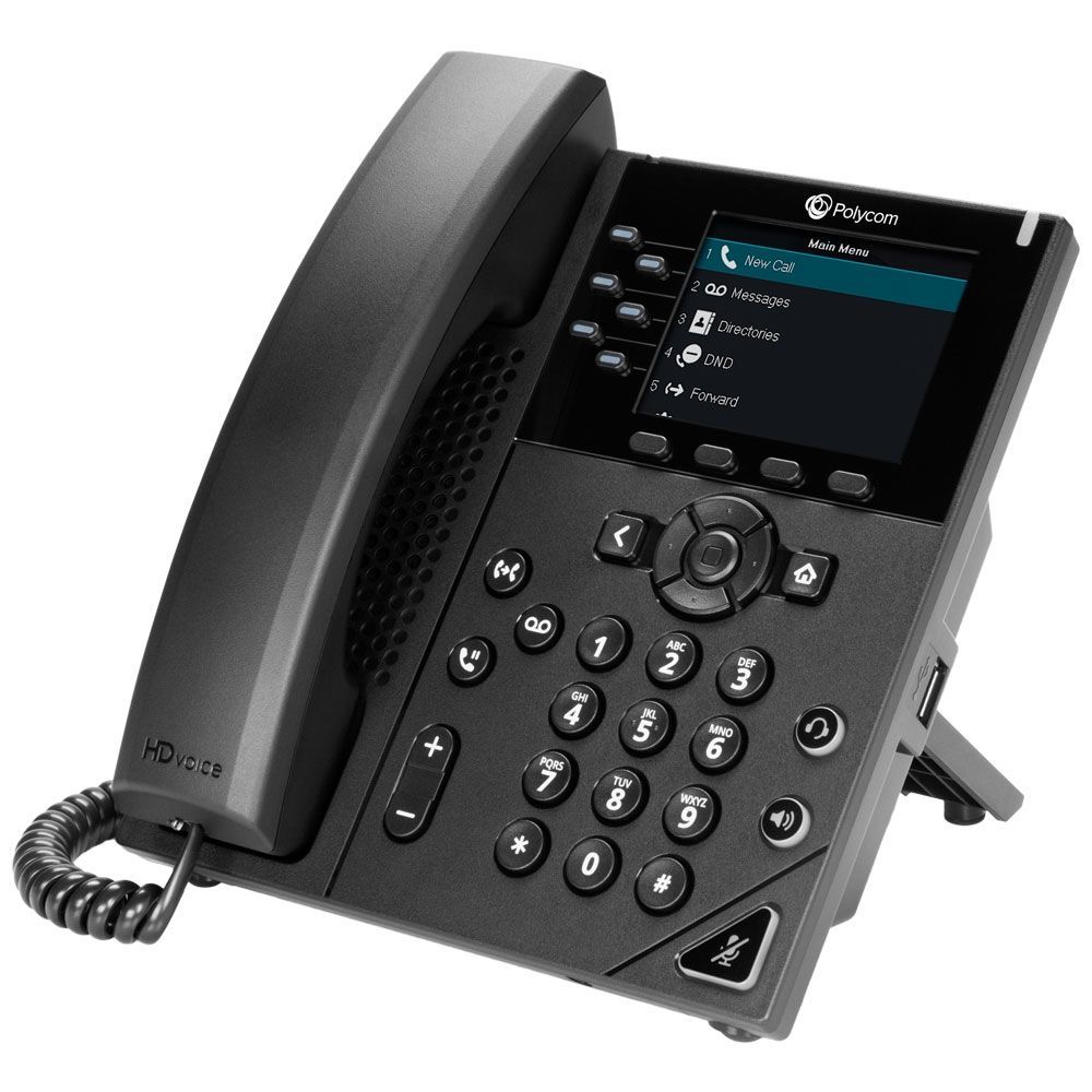 POLY 350 IP Phone - Black - 6 Lines - LCD Display
