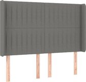 vidaXL Hoofdbord met randen 147x16x118/128 cm stof donkergrijs