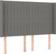 vidaXL Hoofdbord met randen 147x16x118/128 cm stof gris foncé