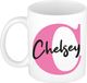 Bellatio Decorations Naam mok Chelsey - roze - wit - keramiek - 300 ml - cadeau beker