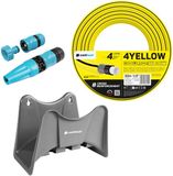 Cellfast 4YELLOW tuinslang 1/2" 30 m + Cellfast grijze slanghouder + set met Cellfast Basic rechte sproeier 1/2"