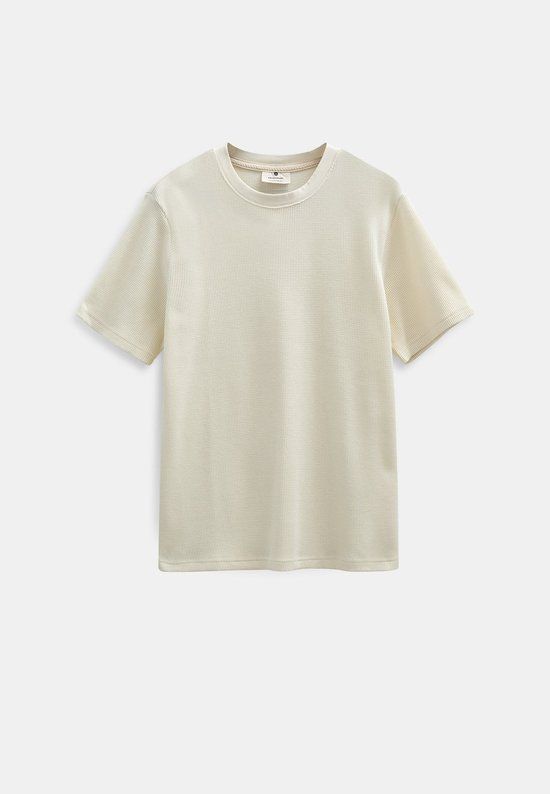 Anerkjendt Akkiki S/s Waffle Tee Heren - Polo shirt - Ecru - Maat M