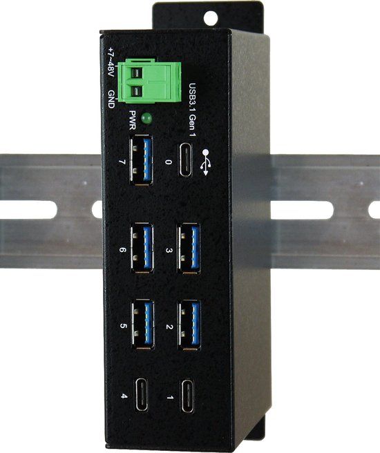 Exsys EX-1196HMS interface hub USB 3.2 Gen 1 (3.1 Gen 1) Type-C 5000 Mbit/s Zwart