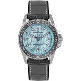 Jacques Lemans 1-2205F Liverpool Diver Heren Polshorloge - Zwart Leer - Blauwe Wijzerplaat - Zilverkleurige Kast - Quartz - 20 ATM
