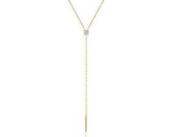 Elenza AMS Elenza Goudkleurige 925 Sterling Zilveren Ketting met Zirkonia Hangertje