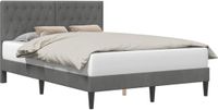 vidaXL Bedframe met hoofdeinde, donkergrijs, 140 x 200 cm, fluweel