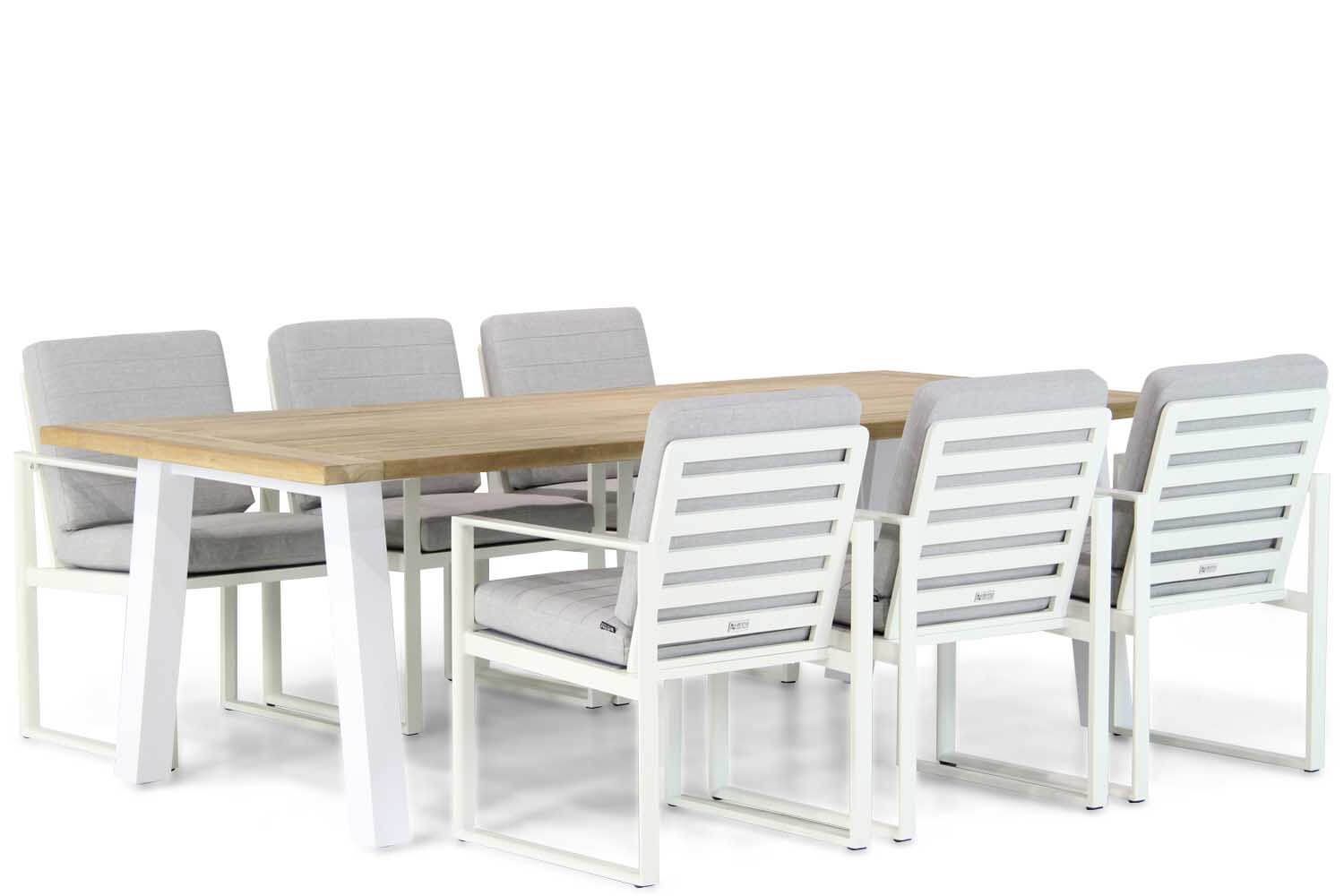 Santika Furniture Zaga/Glasgow 240 cm dining tuinset 7-delig - wit