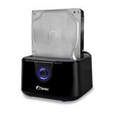 FANTEC USB 3.2 Gen1 dockingstation voor 1x SATA 3,5/2,5 inch SSD/harde schijf, overdrachtsnelheden tot 5 Gbit/s (SUPERSPEED), hoogglans kunststof, zwart