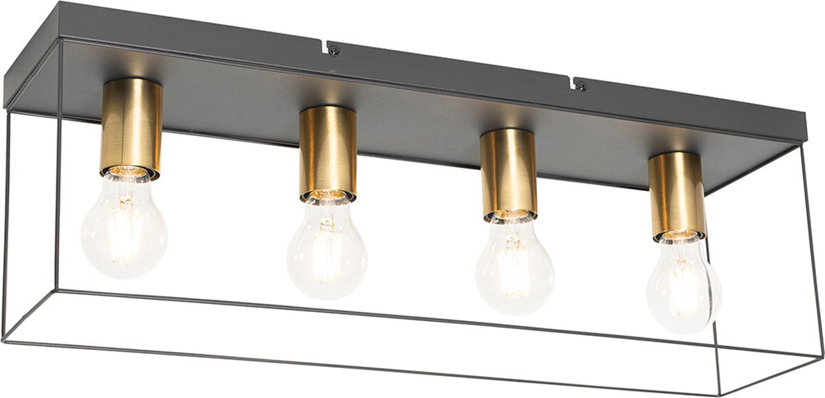 QAZQA kodi - Moderne Plafondlamp - 4 lichts - L 60 cm - Goud/messing - Woonkamer | Slaapkamer | Keuken