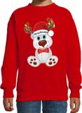 Bellatio Decorations Kersttrui - sweater - voor jongens / meisjes - Merry Christmas - rood - Kerst ijsbeer 110/116