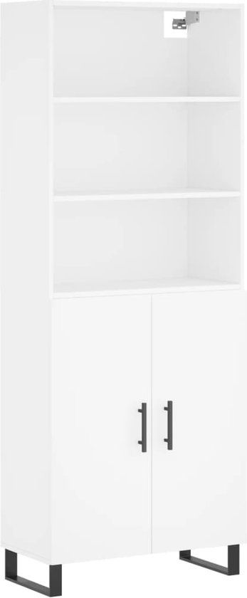 vidaXL Hoge kast 69,5x34x180 cm bewerkt hout wit